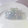 Blue and pink marble acetate hair claw clip with rhinestone heart butterfly design - 4# Ice Cream Blue