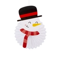 Decorazione a nido d'ape di pupazzo di neve con cappello nero e sciarpa rossa - Ventaglio di Carta (Pupazzo di Neve)