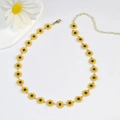 Vibrant yellow daisy choker necklace with golden chain and adjustable clasp for women - Large Flower Necklace / Yellow