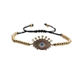 Gold plated evil eye bracelet with colorful cubic zirconia and black adjustable cord - Black Rope with Copper Beads