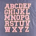 Set di toppe con lettere A-Z in ciniglia rosa con bordo glitterato dorato - 8cm/Rosa/Set di 26 Lettere