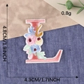 Pink letter L floral embroidery patch with colorful flower details for clothes - Letter L / Hot Melt Adhesive