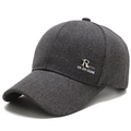 Berretto da baseball grigio scuro con lettera R metallica e ricamo sportivo casual - Regolabile / Grigio chiaro