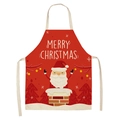 Detail of red Christmas apron featuring Santa Claus and Merry Christmas print - A0001-7 Red Santa Claus