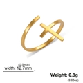 Adjustable golden stainless steel cross ring measuring 12.7mm wide weighing 0.8g - Gold