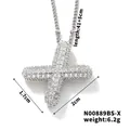 Collier avec pendentif croix argenté et zircons blancs sur une chaîne de 41+5cm - Lettre X