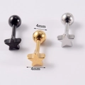 Three-piece stainless steel star stud earrings in black gold and silver 4mm size - Five-star / 1.2*6mm / Steel