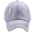 Light blue washed denim baseball cap with New York embroidery and distressed ripped details - Adjustable / Light Blue - Blue Embroidery Distressed Style