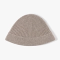 Thick wool knit bucket hat in dark beige with ribbed texture and wide fold brim - One Size / Apricot