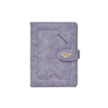 Lilac purple RFID passport wallet with marble texture and gold leaf buckle closure - Purple