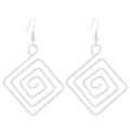 Silberne geometrische Spiral-Ohrringe mit minimalistischem Drahtdesign für Damen - Quadratischer Stil (4494) / Silber