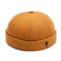 Bonnet docker jaune moutarde en coton avec broderie minimaliste de cocotier noir - Réglable / Jaune