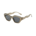 Moderne gewellte Cat-Eye-Sonnenbrille mit grauem Rahmen und getönten Gläsern - Hellkaffeebrauner Rahmen Graue Gläser