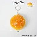 Squishy golden simulation burger keychain with white sesame seeds and silver metal ring - Key Ring Style / 7cm Large
