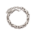 Close-up of stainless steel Byzantine chain bracelet with lobster clasp and extender - 8mm Steel Color Byzantine Bracelet (CK1171)
