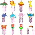 Easter wooden wind chime crafts set for kids featuring 12 animal and plant designs - 12Pcs Mixed Animals Set