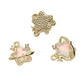 Pink iridescent star and planet alloy pendant with gold plating for DIY jewelry - White Star