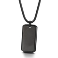 Polished rectangular black titanium steel dog tag pendant with matching snake chain - Black Pendant Only (KP98509)