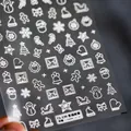 5D embossed Christmas story nail stickers TS-239 with white snowman and reindeer patterns - Christmas Story Embossed Style (TS-239)