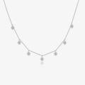 Vintage S925 sterling silver necklace with seven sunburst pendants in minimalist silver finish - Silver Sunburst Necklace