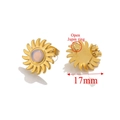 Golden sunflower earrings with round opal center and open jump ring feature, 17mm size - Single Piece / Gold / Transparent Opal
