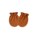 Ginger brown newborn baby anti-scratch mittens with elastic cuffs and ruffle edges - Caramel (Elastic Anti-Scratch Mittens)