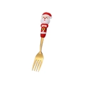 Forchetta natalizia dorata con decorazione Babbo Natale in gomma rossa su fondo bianco - Forchetta Babbo Natale Grande / Oro