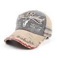 Berretto vintage lavato kaki e grigio scuro con ricamo Black Rebel e bordi sfilacciati - Regolabile / Khaki Grey