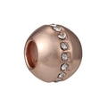 Charm rotondo in lega placcato oro rosa con strass scintillanti per bracciali di perline - Perlina Tonda Oro Rosa Strass (018) / Oro rosa