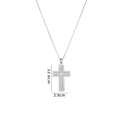 Silver cross necklace variant with sparkling cubic zirconia pavé and size measurements - Silver White Cross (A818)