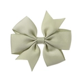 Handmade light green grosgrain ribbon bow hair clip with textured swallowtail design - Pale Grass Green (566)