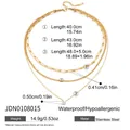 Maattabel voor drielaagse roestvrijstalen ketting met lengtes en zirkonia details - Gouden Drielaagse Geometrische Tag Stijl (JDN0108015)