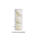 Three 6cm white flocked Christmas balls with gold sequins in a clear box packaging - 6cm / White Flocking Balls (3pcs)