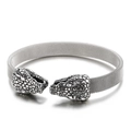 Silver Milanese mesh snake head bracelet with vintage punk steel weave design - Vintage Silver Double Snake Head (KB139906-KJX)