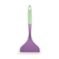 Silicone tamagoyaki spatula with light green and purple handle and wide white head - Standard / Purple