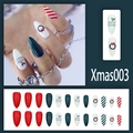 Vue détaillée de faux ongles de Noël avec 24 pièces aux motifs festifs rouges et verts - XMAS003 Rouge Classique Noël