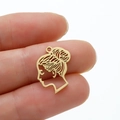 Colgante perfil de mujer en acero inoxidable dorado para collares y pulseras DIY - Dorado