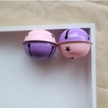 Pink and purple two-tone 4cm metal bell ornaments with star cutouts for keychains - Pink Purple