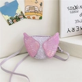 Lindo bolso bandolera morado para niñas con lentejuelas y alas 3D en rosa - Morado