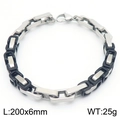 Bracciale da uomo bicolore in acciaio inossidabile argento e nero con maglie da 6mm - Argento & Nero Giuntato (KB185316-Z)