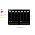 Black magnetic acrylic weekly calendar board for fridge with 6 colored markers - TYU356 Black Small Note Weekly (With 6 Pens)