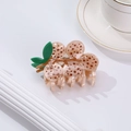 Elegante molletta per capelli a forma di loto in rosa traslucido e verde - Litchi Albicocca (Baccello di Loto)