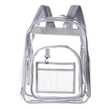 Mochila transparente de PVC con ribete gris y correas ajustables para viaje - Grande / Gris