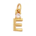 Gold plated copper initial E pendant with micro-inlaid sparkling zircon stone - Single Stone Letter E