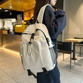Zaino per studenti bianco avorio capiente con tasca a coulisse e cinghie nere - Bianco
