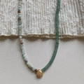 Asymmetric beaded necklace with colorful mineral stones and yellow teardrop pendant - Green Teardrop Pendant Necklace (98#)