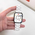 Λευκό λουράκι PVC τριών συνδέσμων για Apple Watch SE/7/8/9 με ασημί κούμπωμα - Για 42/44/45/49mm / Λευκό