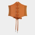 Cinturón de corsé marrón vintage para mujer en imitación de cuero con cordones elásticos - Camel