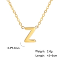 Polished gold stainless steel necklace featuring a minimalist letter Z pendant charm - Letter Z