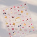 2025 Lunar New Year nail stickers M-852 with matte lion dance and gold peach blossom motifs - M-852 New Year Embossed Style (M-852平面＋玻璃碎)